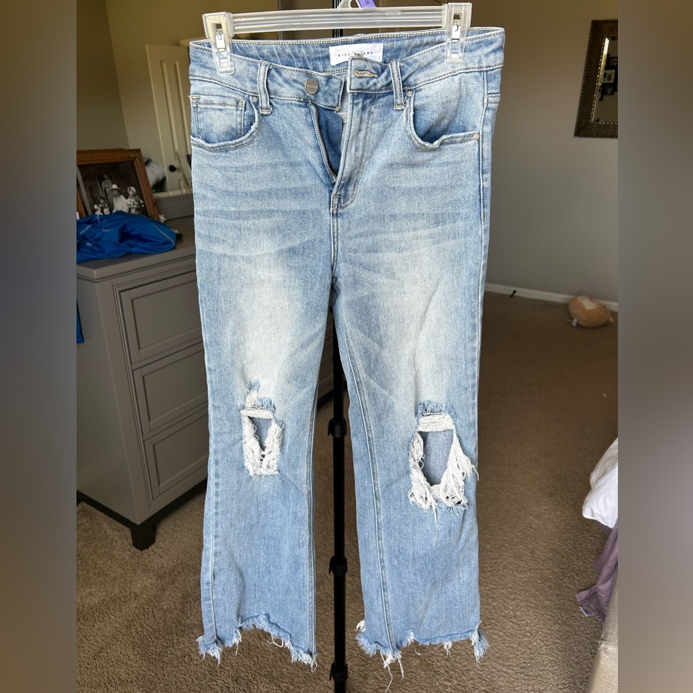 Light Blue Distressed Women's Risen Jeans size 27/5
